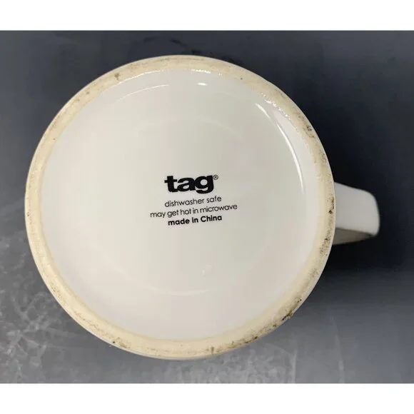 TAG SKIING SNOWMAN HOPE MUG 16 oz Embossed Winter Holiday Xmas Green Interior - Picture 6 of 8